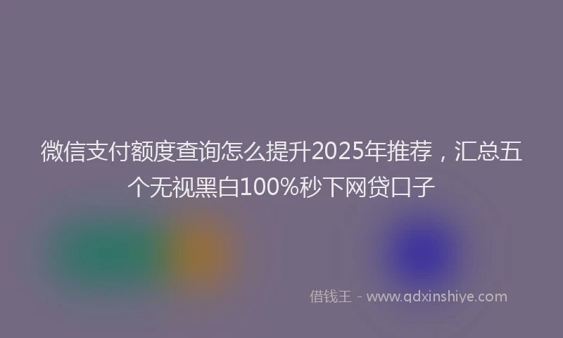 微信支付额度查询怎么提升2025年推荐，汇总五个无视黑白100%秒下网贷口子