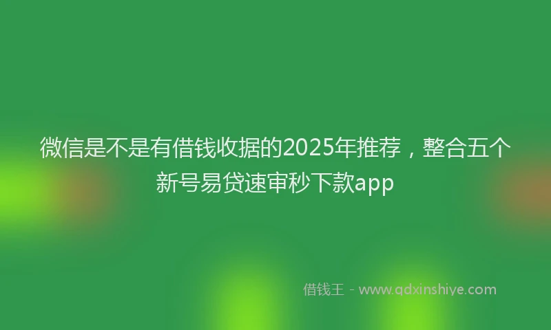 微信是不是有借钱收据的2025年推荐，整合五个新号易贷速审秒下款app