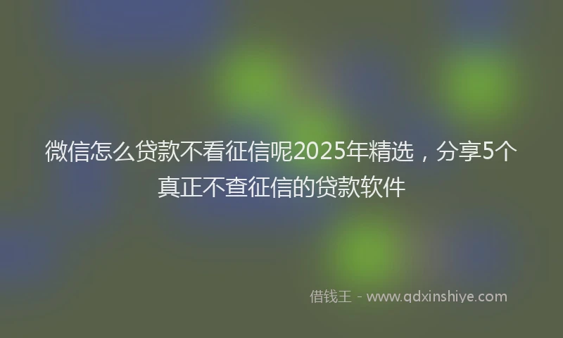 微信怎么贷款不看征信呢2025年精选，分享5个真正不查征信的贷款软件