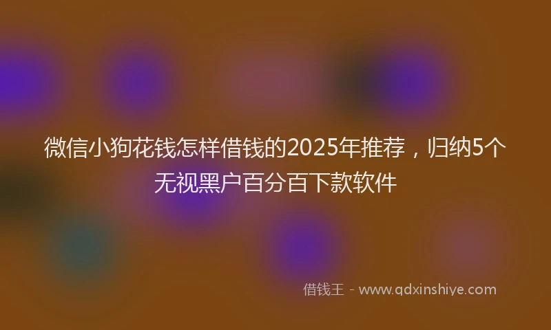 微信小狗花钱怎样借钱的2025年推荐，归纳5个无视黑户百分百下款软件