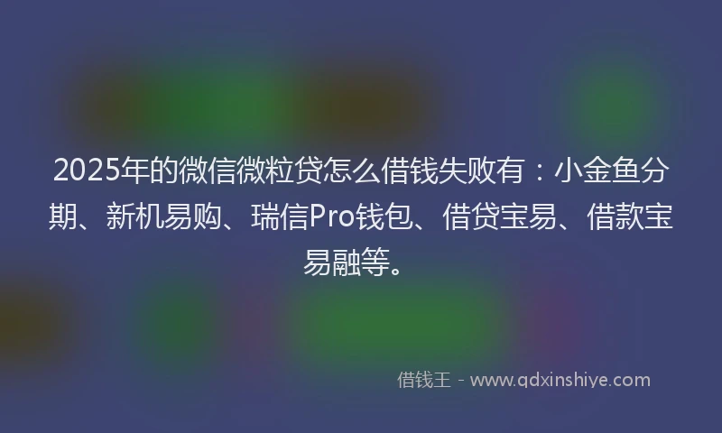 2025年的微信微粒贷怎么借钱失败有：小金鱼分期、新机易购、瑞信Pro钱包、借贷宝易、借款宝易融等。