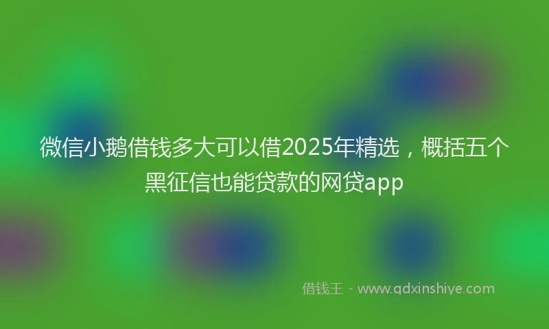 微信小鹅借钱多大可以借2025年精选，概括五个黑征信也能贷款的网贷app