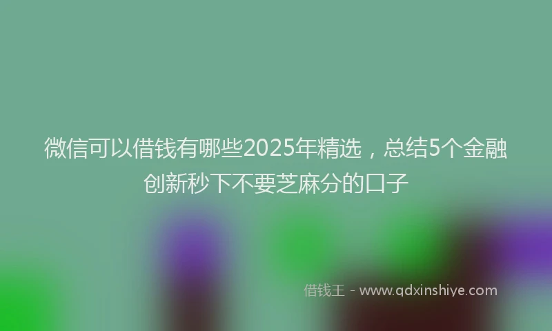 微信可以借钱有哪些2025年精选，总结5个金融创新秒下不要芝麻分的口子