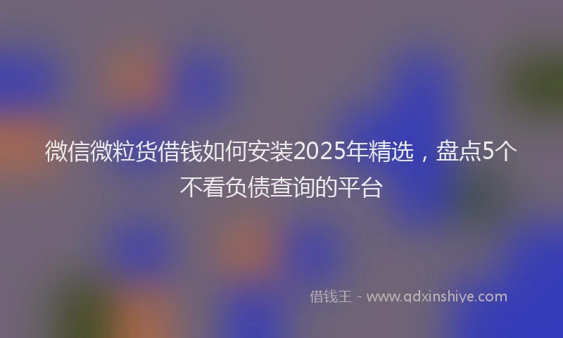 微信微粒货借钱如何安装2025年精选，盘点5个不看负债查询的平台