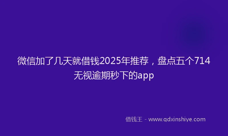 微信加了几天就借钱2025年推荐，盘点五个714无视逾期秒下的app