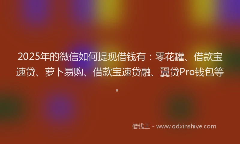 2025年的微信如何提现借钱有：零花罐、借款宝速贷、萝卜易购、借款宝速贷融、翼贷Pro钱包等。