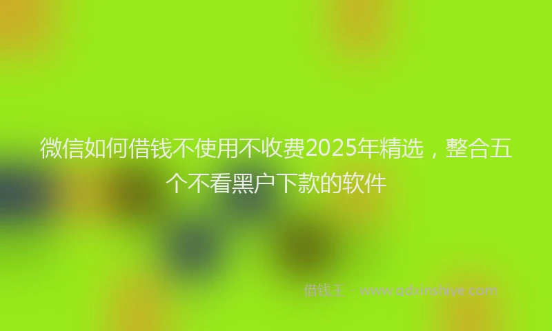 微信如何借钱不使用不收费2025年精选，整合五个不看黑户下款的软件