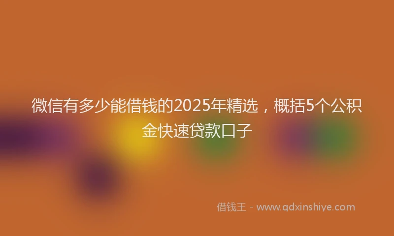 微信有多少能借钱的2025年精选，概括5个公积金快速贷款口子