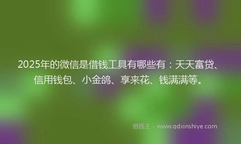 2025年的微信是借钱工具有哪些有：天天富贷、信用钱包、小金鸽、享来花、钱满满等。