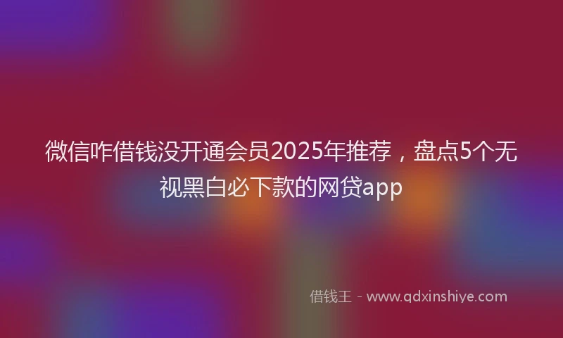微信咋借钱没开通会员2025年推荐，盘点5个无视黑白必下款的网贷app