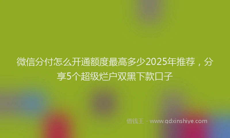 微信分付怎么开通额度最高多少2025年推荐，分享5个超级烂户双黑下款口子