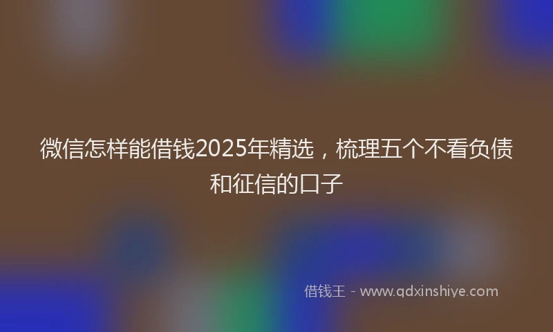 微信怎样能借钱2025年精选，梳理五个不看负债和征信的口子