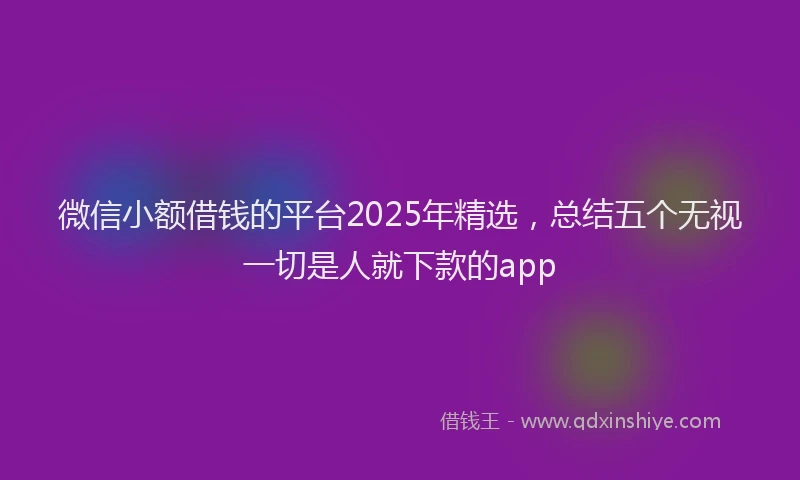 微信小额借钱的平台2025年精选，总结五个无视一切是人就下款的app