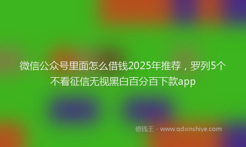 微信公众号里面怎么借钱2025年推荐，罗列5个不看征信无视黑白百分百下款app