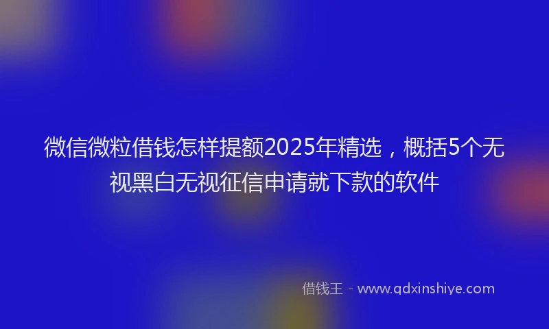 微信微粒借钱怎样提额2025年精选，概括5个无视黑白无视征信申请就下款的软件
