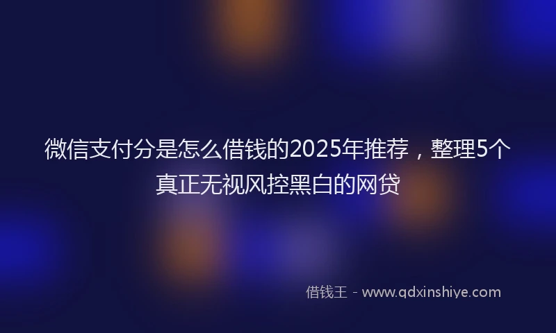 微信支付分是怎么借钱的2025年推荐，整理5个真正无视风控黑白的网贷
