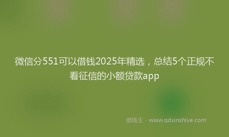 微信分551可以借钱2025年精选，总结5个正规不看征信的小额贷款app