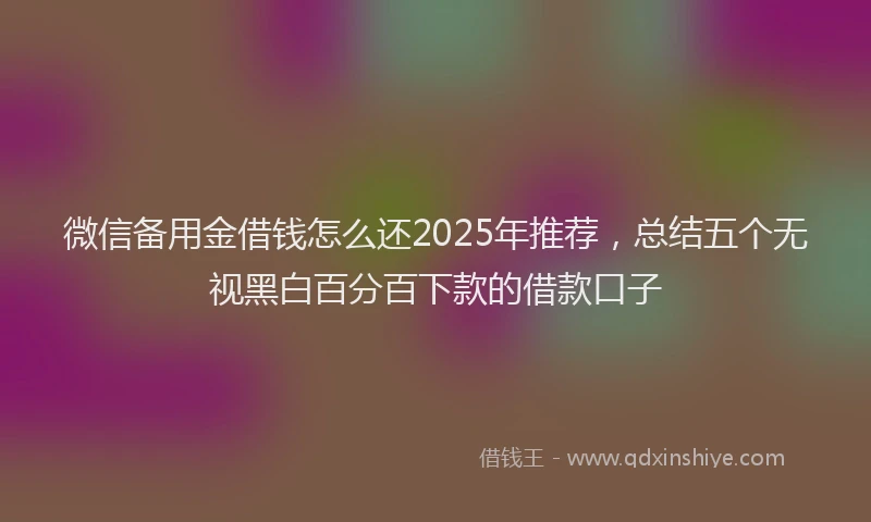 微信备用金借钱怎么还2025年推荐，总结五个无视黑白百分百下款的借款口子