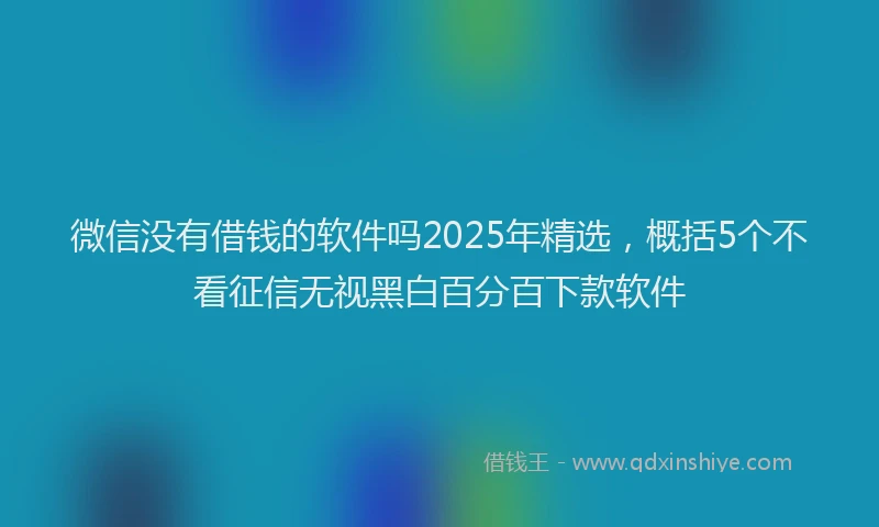 微信没有借钱的软件吗2025年精选，概括5个不看征信无视黑白百分百下款软件