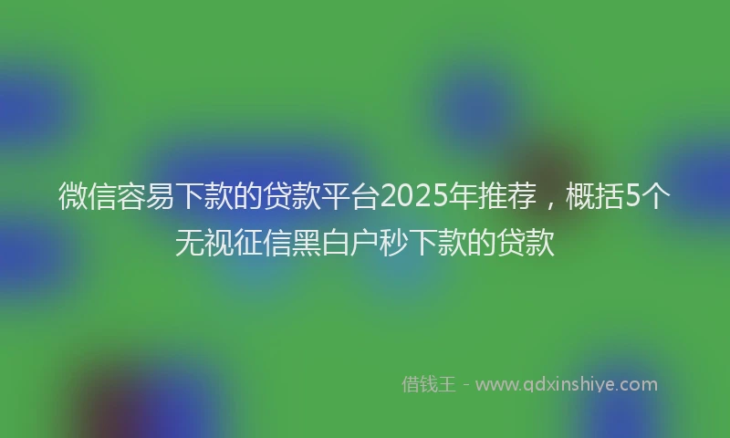 微信容易下款的贷款平台2025年推荐，概括5个无视征信黑白户秒下款的贷款