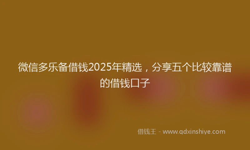 微信多乐备借钱2025年精选，分享五个比较靠谱的借钱口子