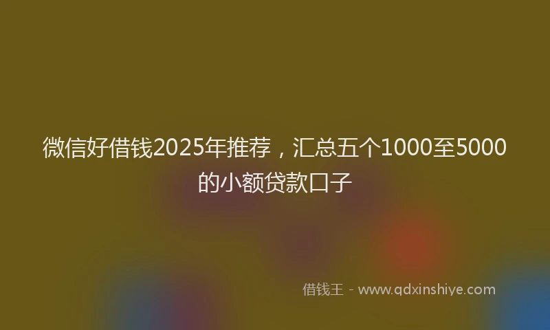 微信好借钱2025年推荐，汇总五个1000至5000的小额贷款口子
