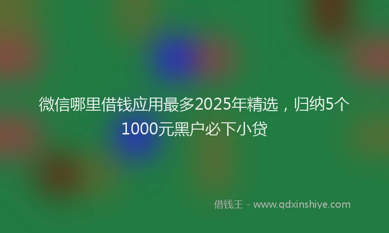 微信哪里借钱应用最多2025年精选，归纳5个1000元黑户必下小贷