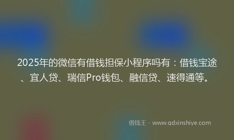 2025年的微信有借钱担保小程序吗有：借钱宝途、宜人贷、瑞信Pro钱包、融信贷、速得通等。