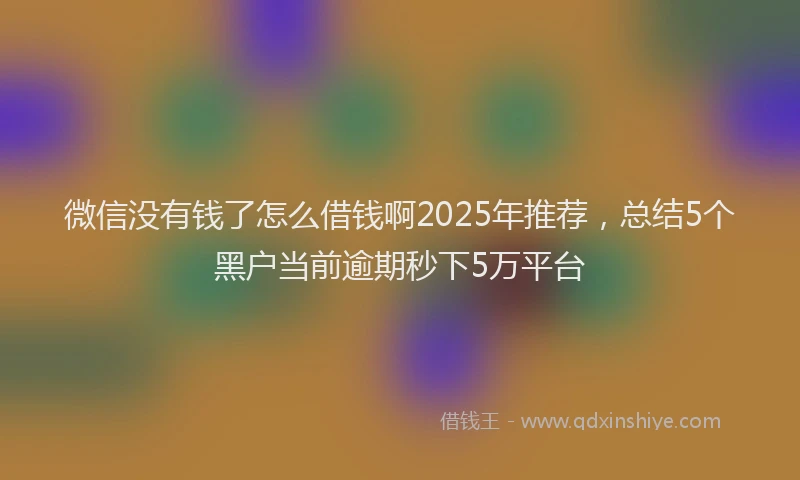 微信没有钱了怎么借钱啊2025年推荐，总结5个黑户当前逾期秒下5万平台