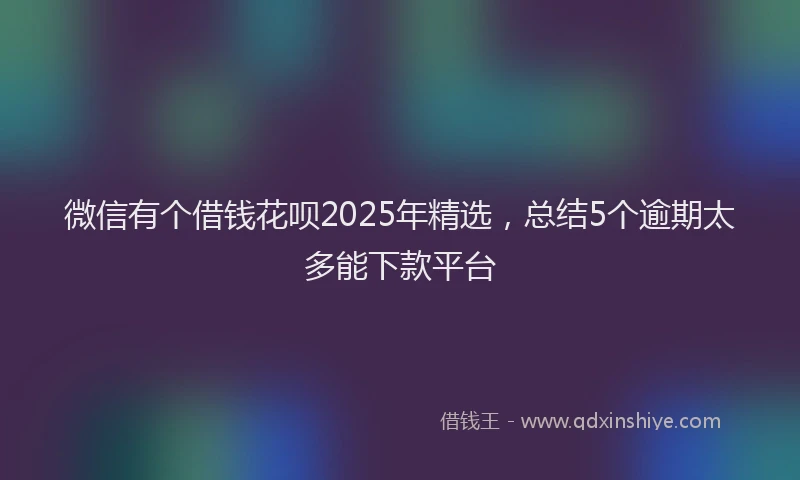 微信有个借钱花呗2025年精选，总结5个逾期太多能下款平台