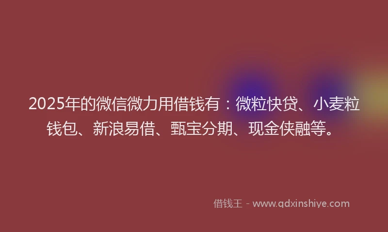 2025年的微信微力用借钱有：微粒快贷、小麦粒钱包、新浪易借、甄宝分期、现金侠融等。
