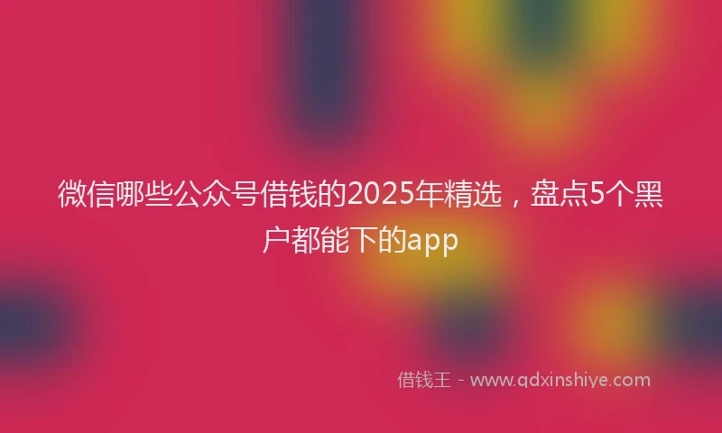 微信哪些公众号借钱的2025年精选，盘点5个黑户都能下的app