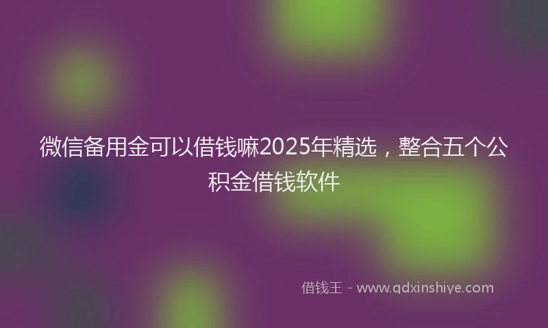 微信备用金可以借钱嘛2025年精选，整合五个公积金借钱软件