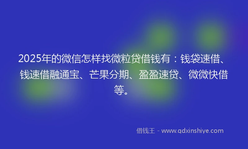 2025年的微信怎样找微粒贷借钱有：钱袋速借、钱速借融通宝、芒果分期、盈盈速贷、微微快借等。