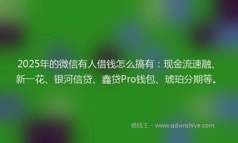 2025年的微信有人借钱怎么搞有：现金流速融、新一花、银河信贷、鑫贷Pro钱包、琥珀分期等。