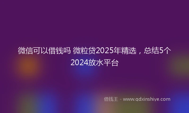 微信可以借钱吗 微粒贷2025年精选，总结5个2024放水平台