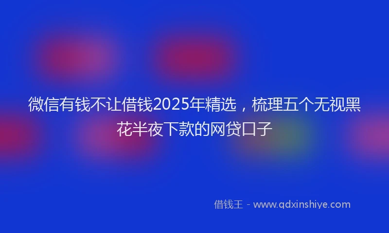 微信有钱不让借钱2025年精选，梳理五个无视黑花半夜下款的网贷口子