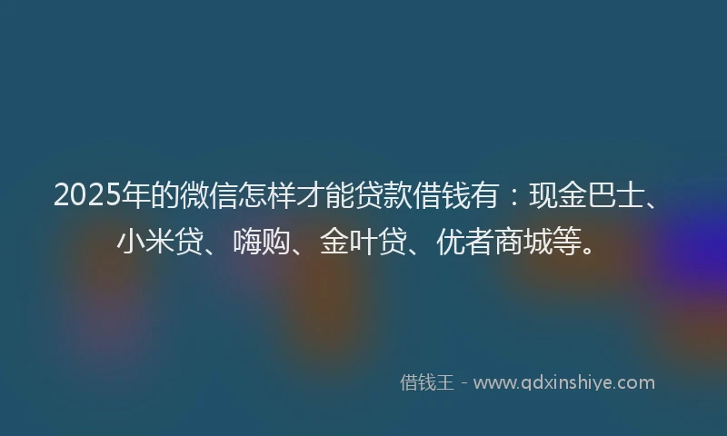 2025年的微信怎样才能贷款借钱有：现金巴士、小米贷、嗨购、金叶贷、优者商城等。
