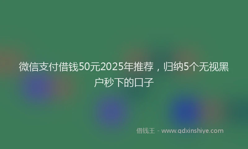 微信支付借钱50元2025年推荐，归纳5个无视黑户秒下的口子