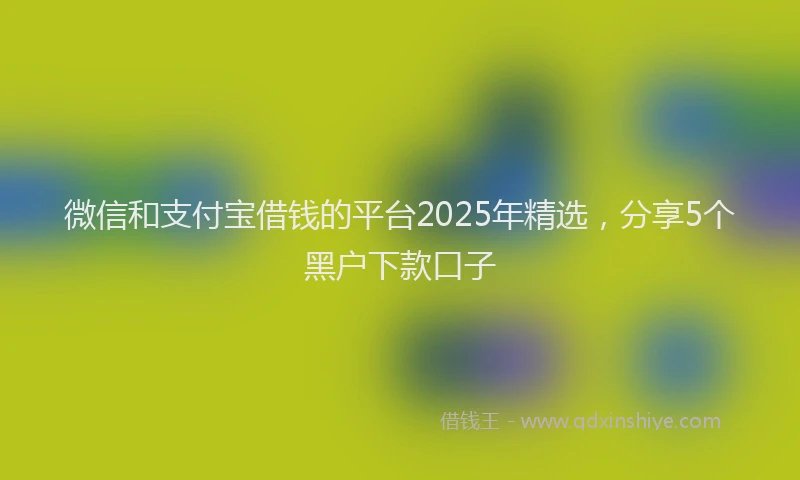 微信和支付宝借钱的平台2025年精选，分享5个黑户下款口子