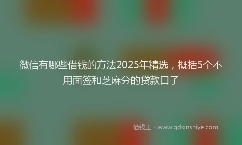 微信有哪些借钱的方法2025年精选，概括5个不用面签和芝麻分的贷款口子