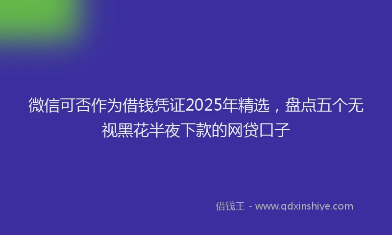 微信可否作为借钱凭证2025年精选，盘点五个无视黑花半夜下款的网贷口子