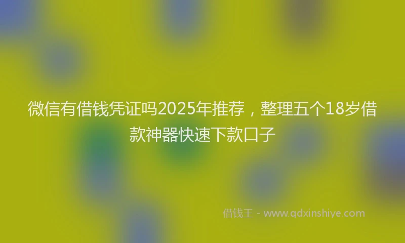 微信有借钱凭证吗2025年推荐，整理五个18岁借款神器快速下款口子