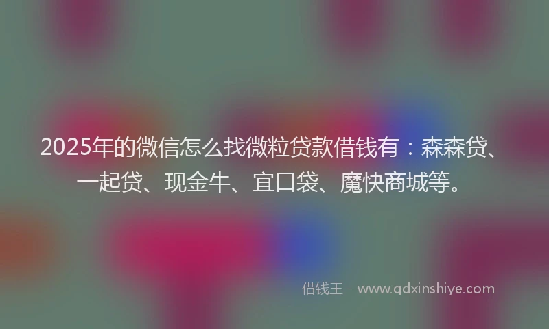 2025年的微信怎么找微粒贷款借钱有：森森贷、一起贷、现金牛、宜口袋、魔快商城等。