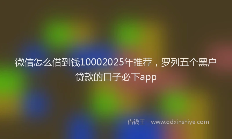 微信怎么借到钱10002025年推荐，罗列五个黑户贷款的口子必下app