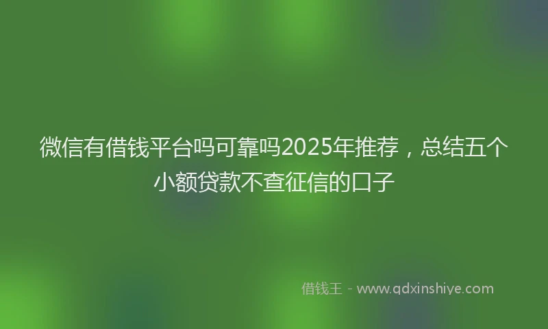 微信有借钱平台吗可靠吗2025年推荐，总结五个小额贷款不查征信的口子