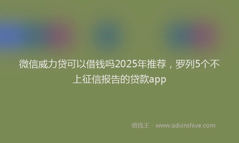 微信威力贷可以借钱吗2025年推荐，罗列5个不上征信报告的贷款app