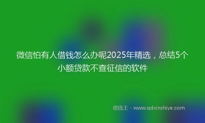微信怕有人借钱怎么办呢2025年精选，总结5个小额贷款不查征信的软件