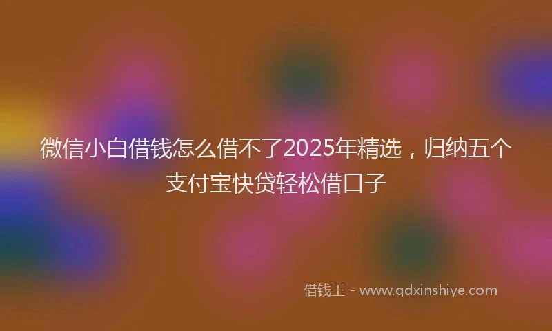 微信小白借钱怎么借不了2025年精选，归纳五个支付宝快贷轻松借口子
