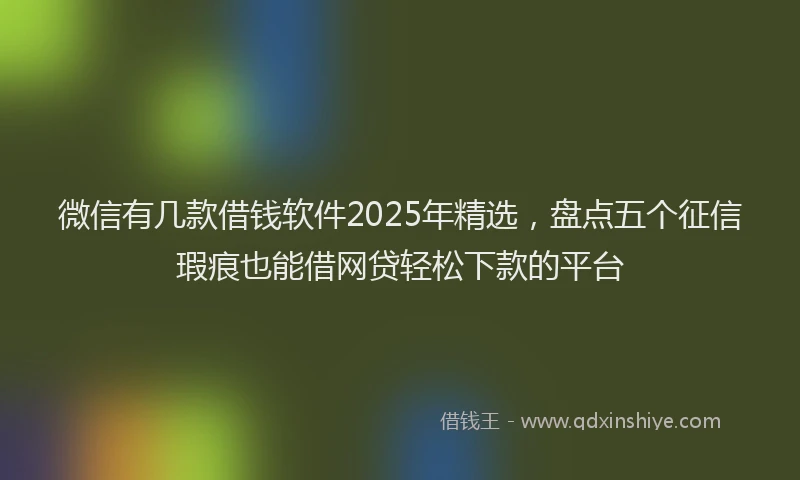 微信有几款借钱软件2025年精选，盘点五个征信瑕疵也能借网贷轻松下款的平台